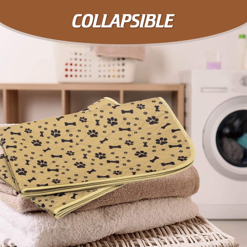 BINGPET Waterproof Dog Food Mat Non-Slip - 2 Pack Dog Bowl Mat Absorbent Pet Feeding Mats Washable Pee Pads for Puppies Cats, Bone & Paw Pattern 35.4" X 23.6" - Image 3